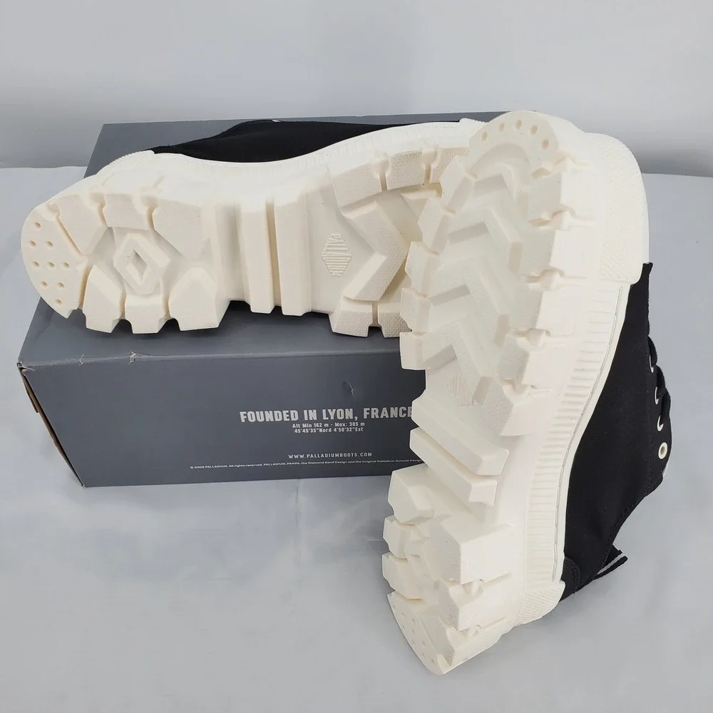 Palladium Womens 9 Revolt Lo TX Black Marshmallow Platform Shoes 97243-016-M New